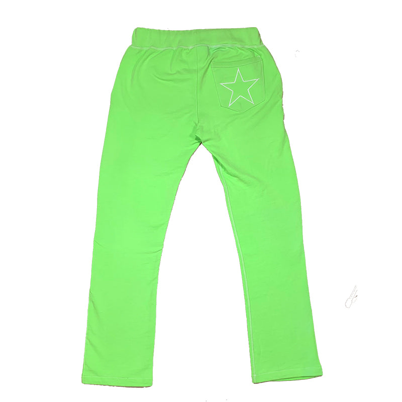 Green Sweatpants with White Stitching