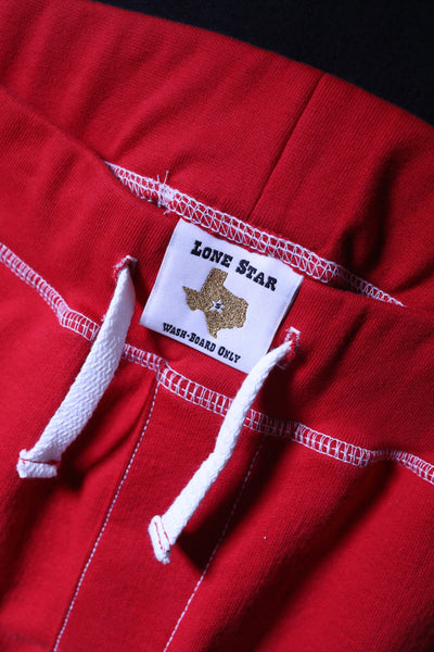 Red Sweatpants with White Stitching