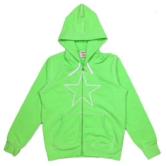 Green Zip Up with White Stitching