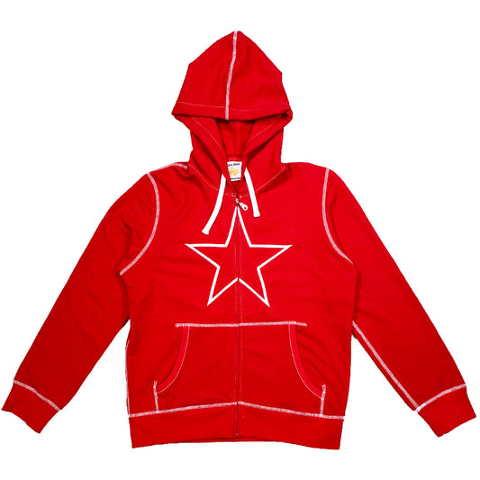 Red Zip Up with White Stitching