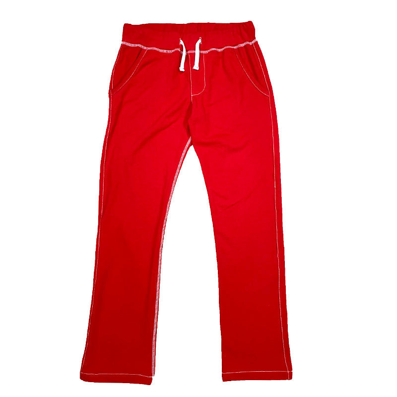Red Sweatpants with White Stitching