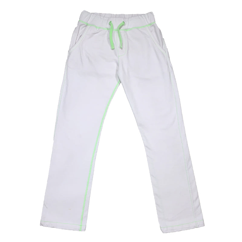 White Sweatpants with Green Stitching