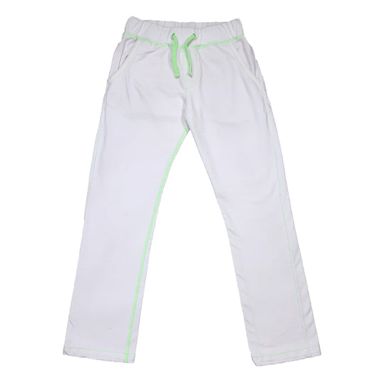White Sweatpants with Green Stitching